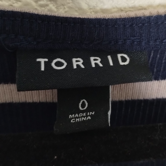 Torrid Mini Rib Knit Twist Front Skater Dress Stripe Women's Plus Size 0X - Picture 4 of 6